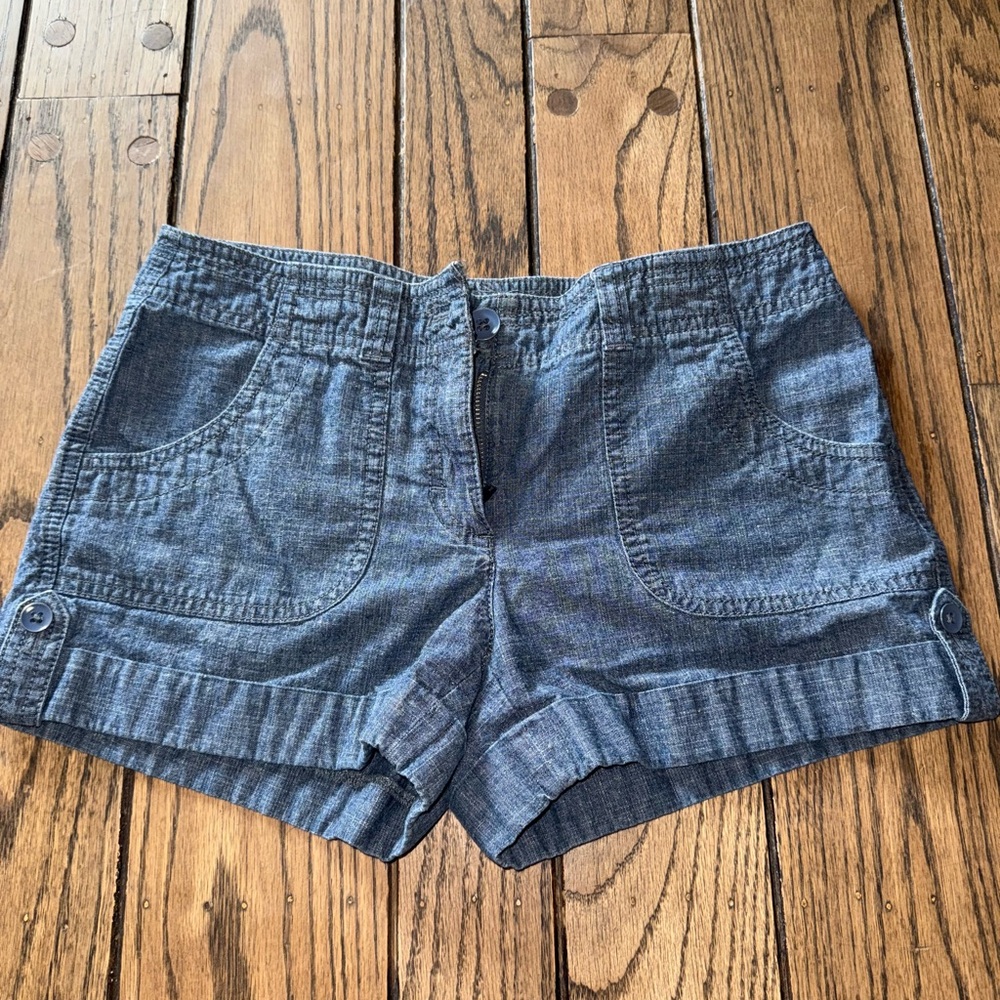 LOFT Blue Cargo Shorts with Cuffed Hem